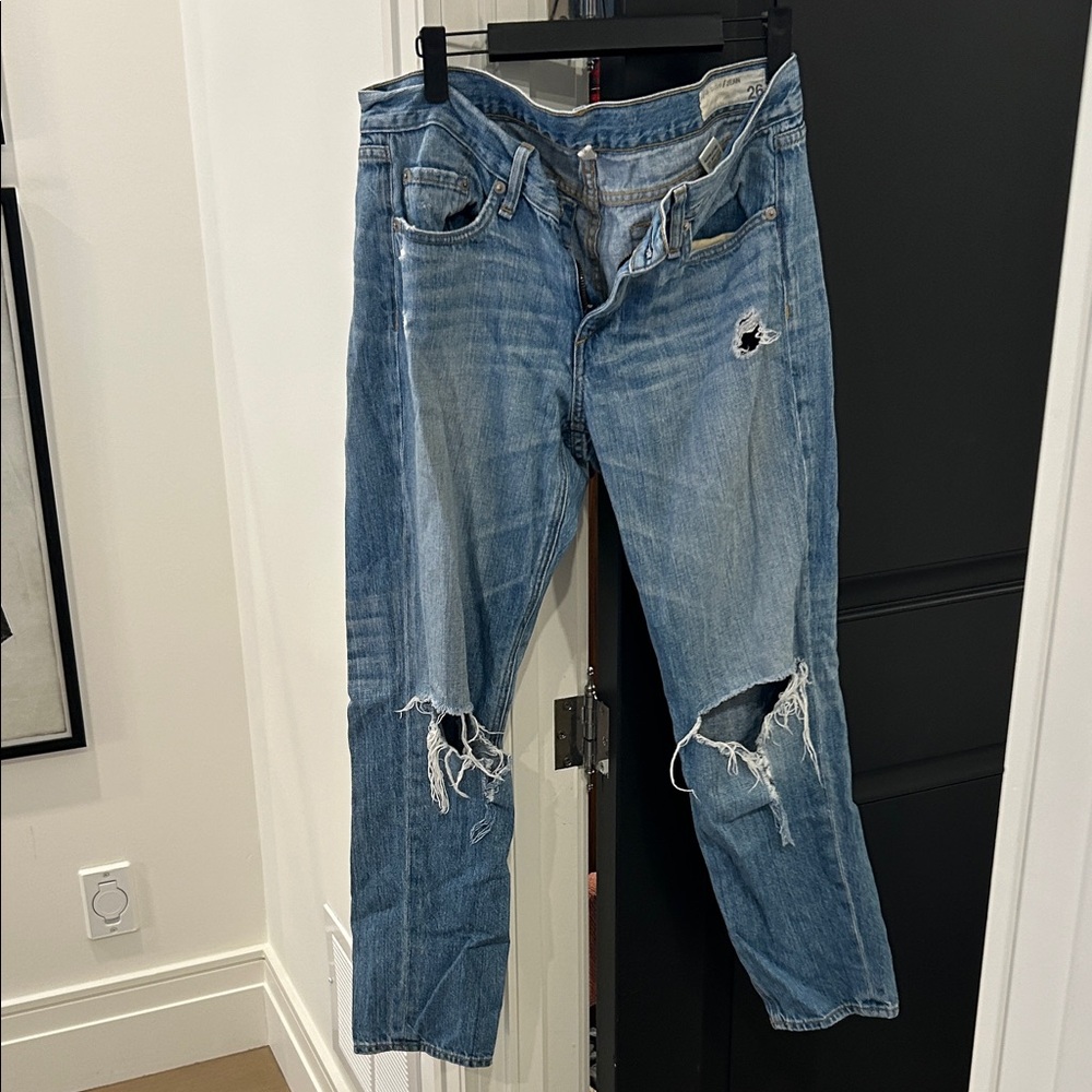 rag & bone Distressed Blue Boyfriend Jeans